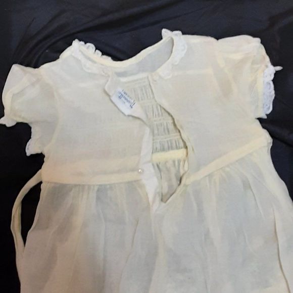 Vintage exquisite Nanette Originals pale yellow embroidered smocked dress sz 1 - Picture 2 of 6